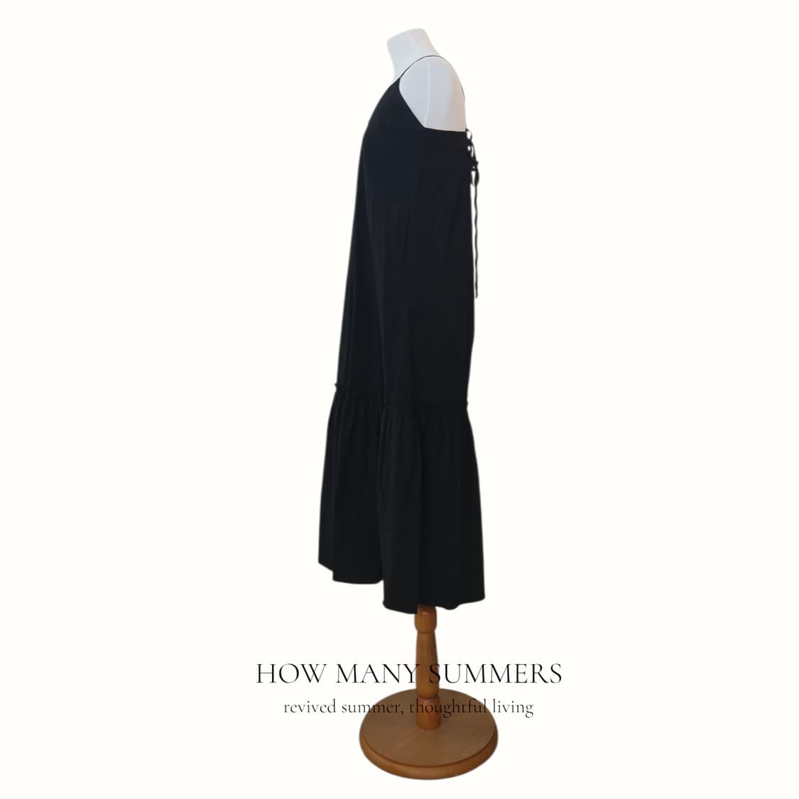 캉캉 롱 원피스 블랙 F 나시 뷔스티에 브이넥 린넨혼방 dress 상품이미지3