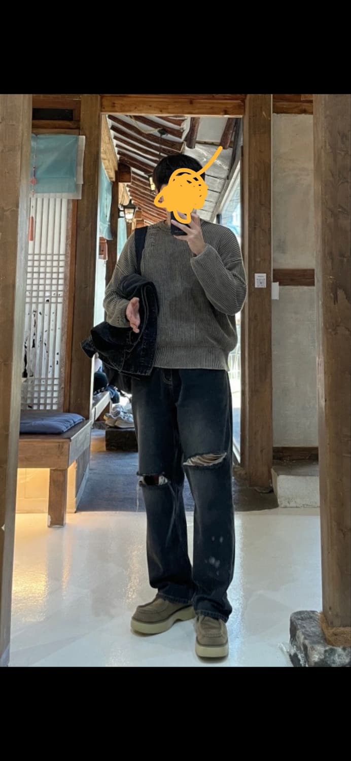 메종미네드 데미지 니트 브라운M 상품이미지1