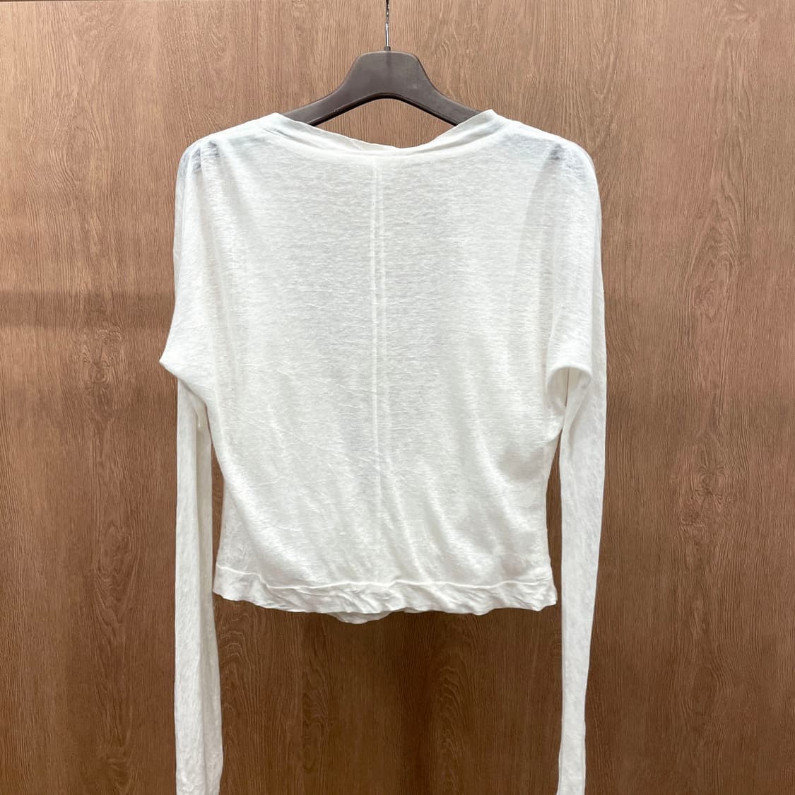 막스마라 시스루 긴팔 티셔츠 랩 드레이프 후면 절개 디테일 화이트 상품이미지4