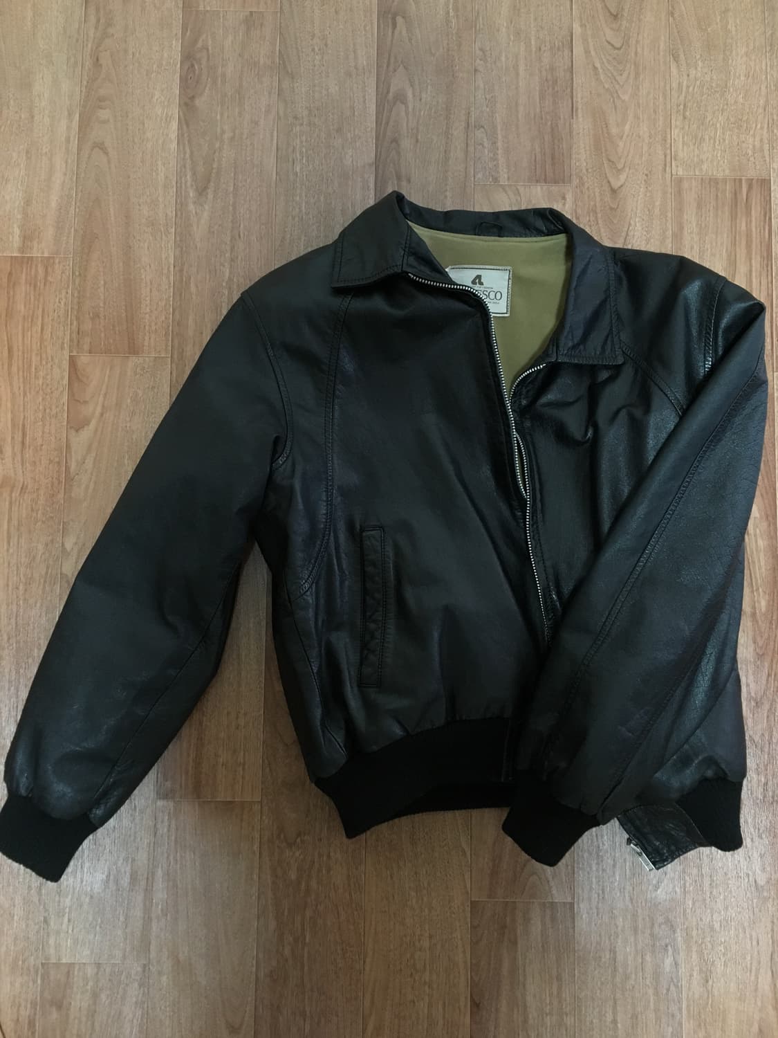 빈티지 레더 바시티 자켓 상품이미지1