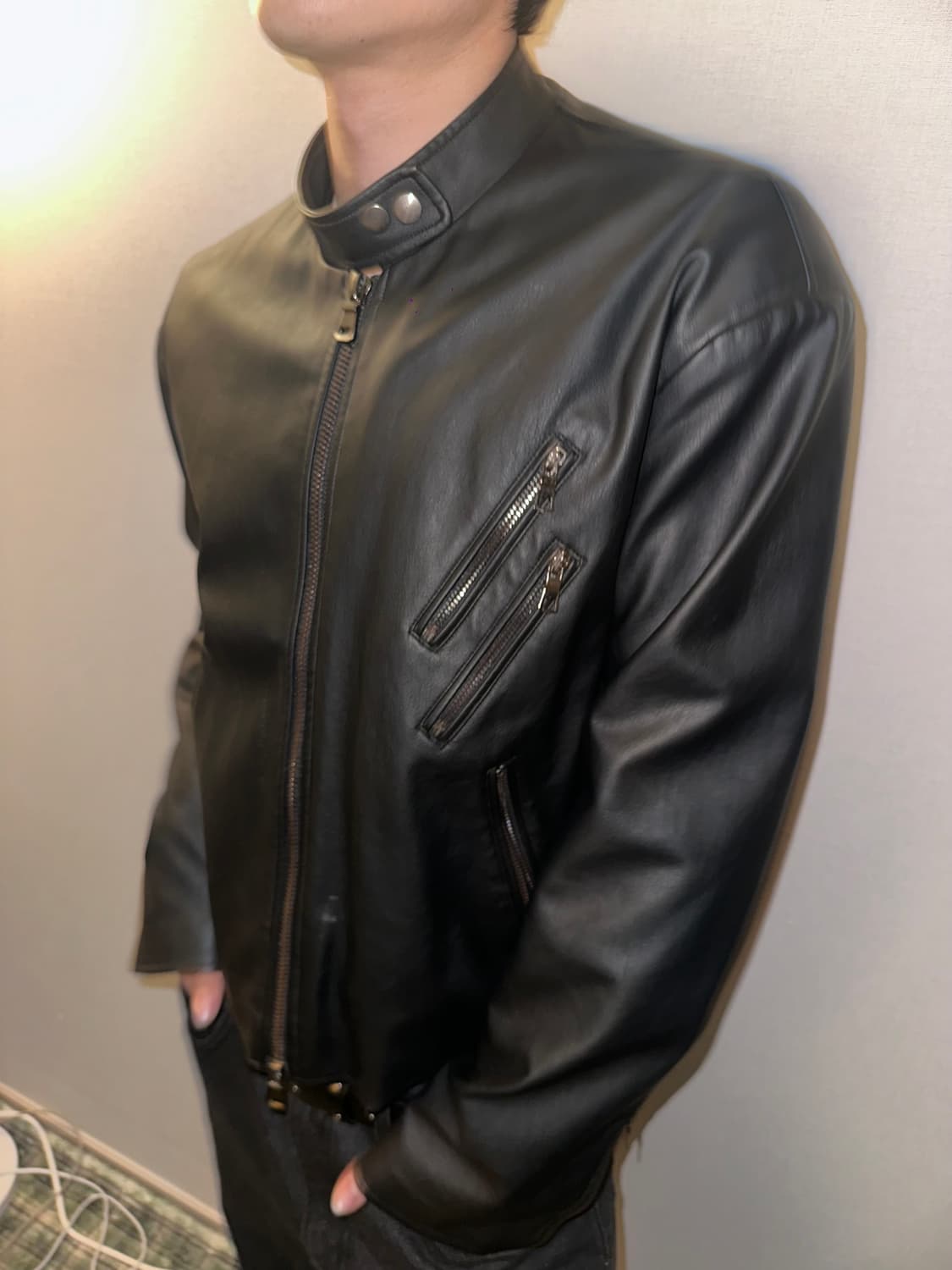 블랙 레더 라이더 자켓  상품이미지1