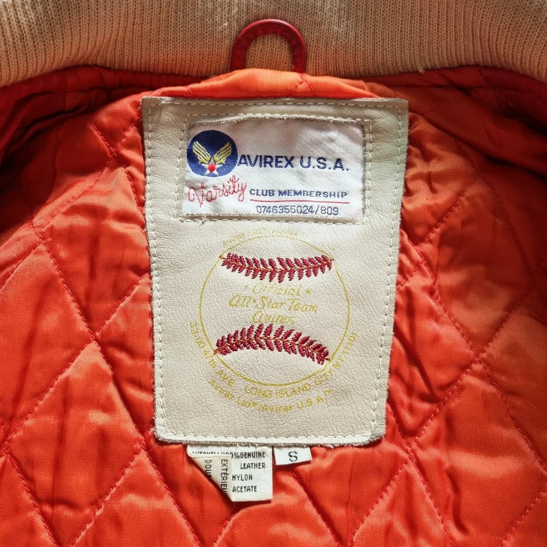 90s 아비렉스 레더 바시티 자켓 S(105) sz 상품이미지7