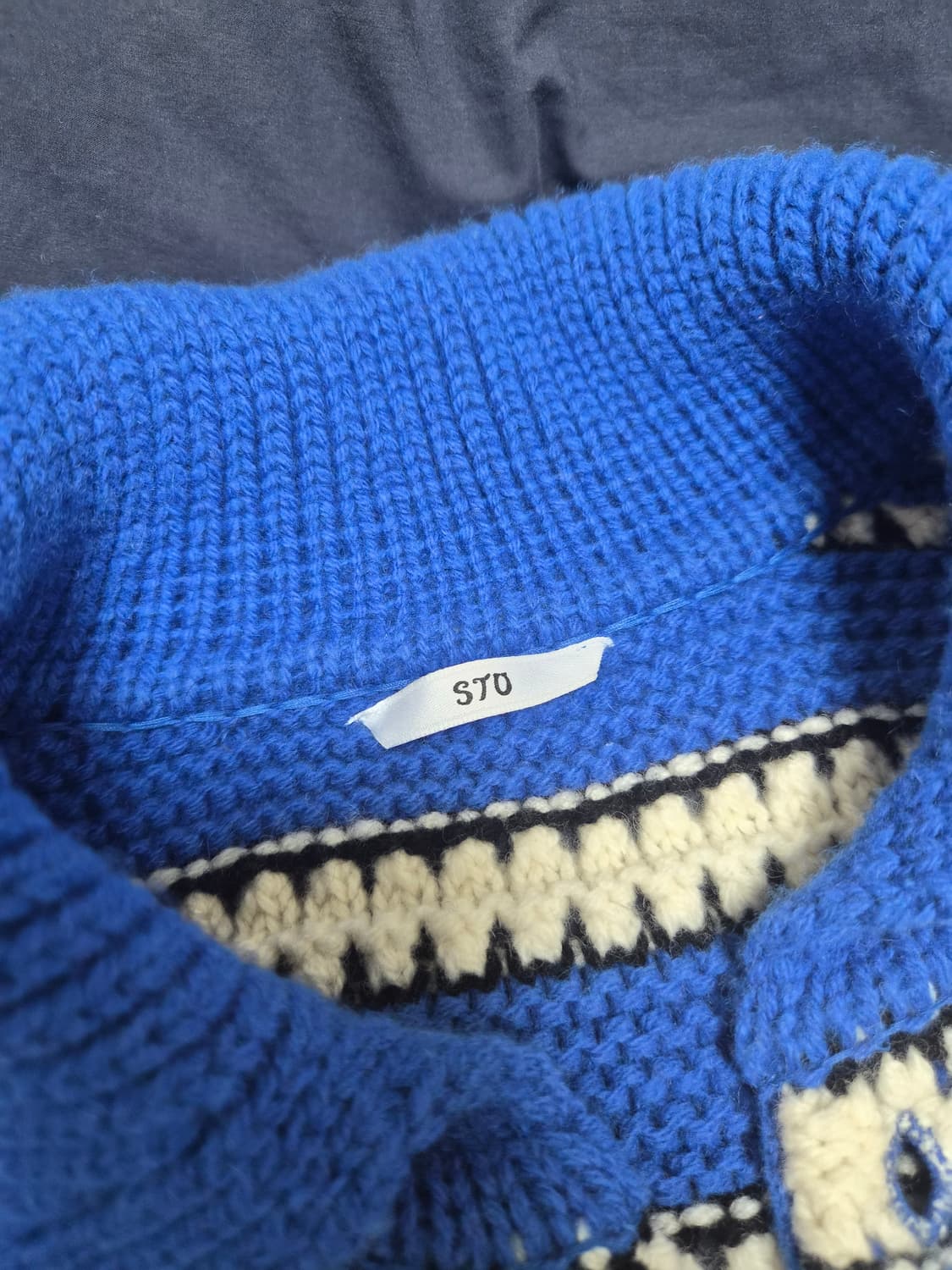 STU 스트라이프 울 카라 가디건 M사이즈 상품이미지3