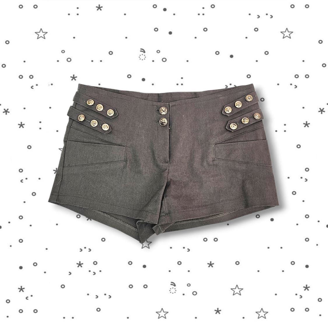  BASQUIAT 금장 버튼 카키 숏팬츠 상품이미지1