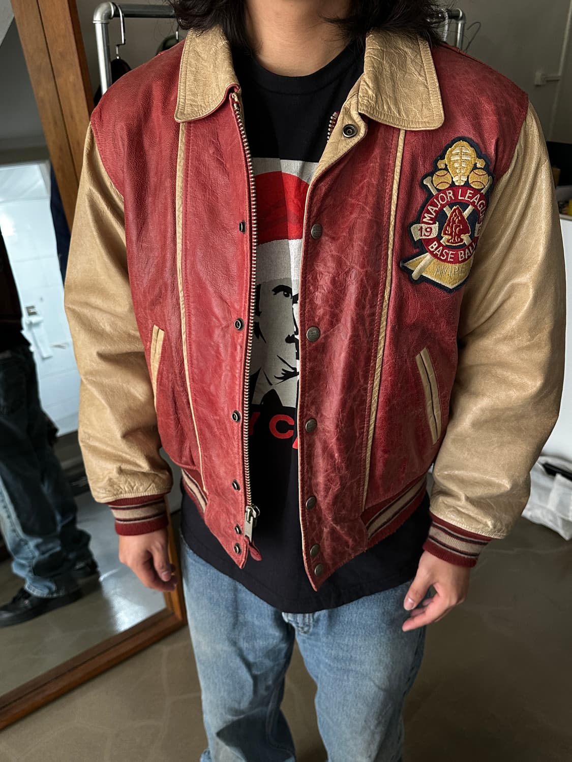 Avirex CHIEF HIGH HAWK 레더 바시티 자켓 상품이미지3