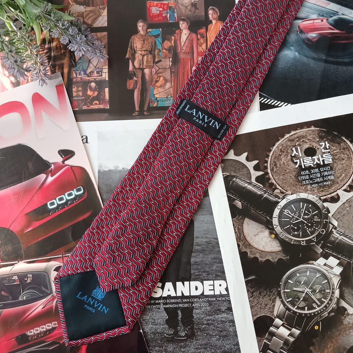 랑방 실크 레드 헤링본 패턴 넥타이 8.1cm A+등급 A19394
 상품이미지6