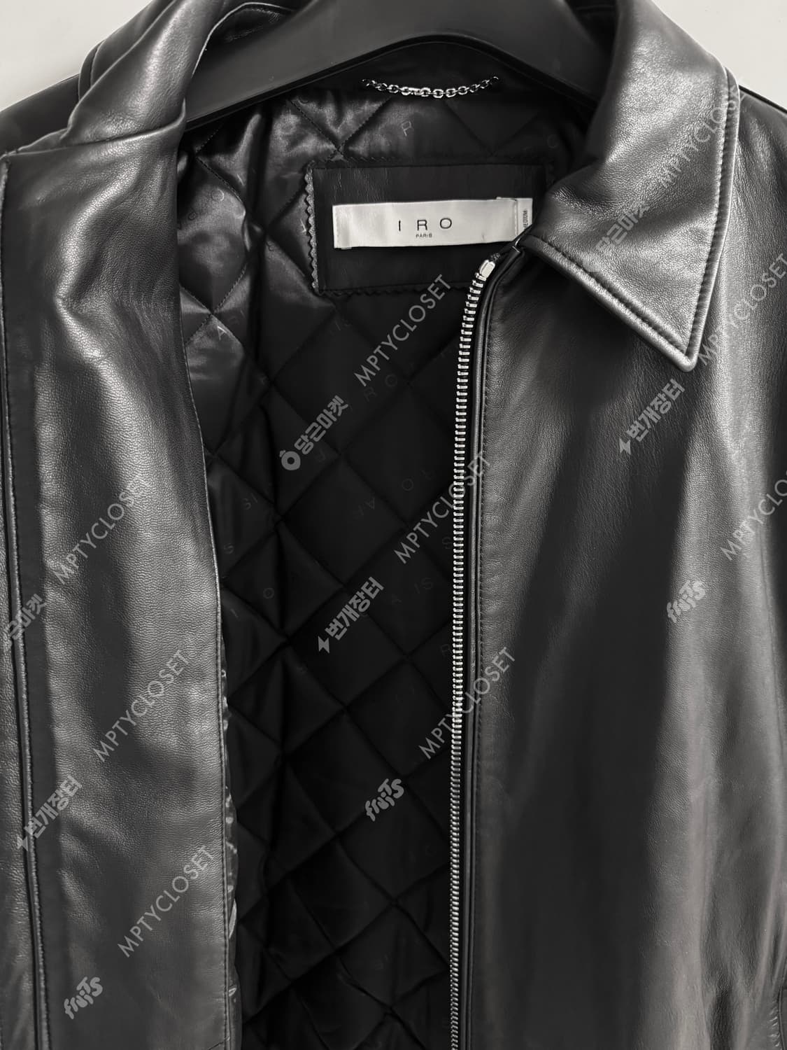 [100] IRO MEN 이로맨 패디드 램스킨 레더 블루종 자켓 점퍼 상품이미지5
