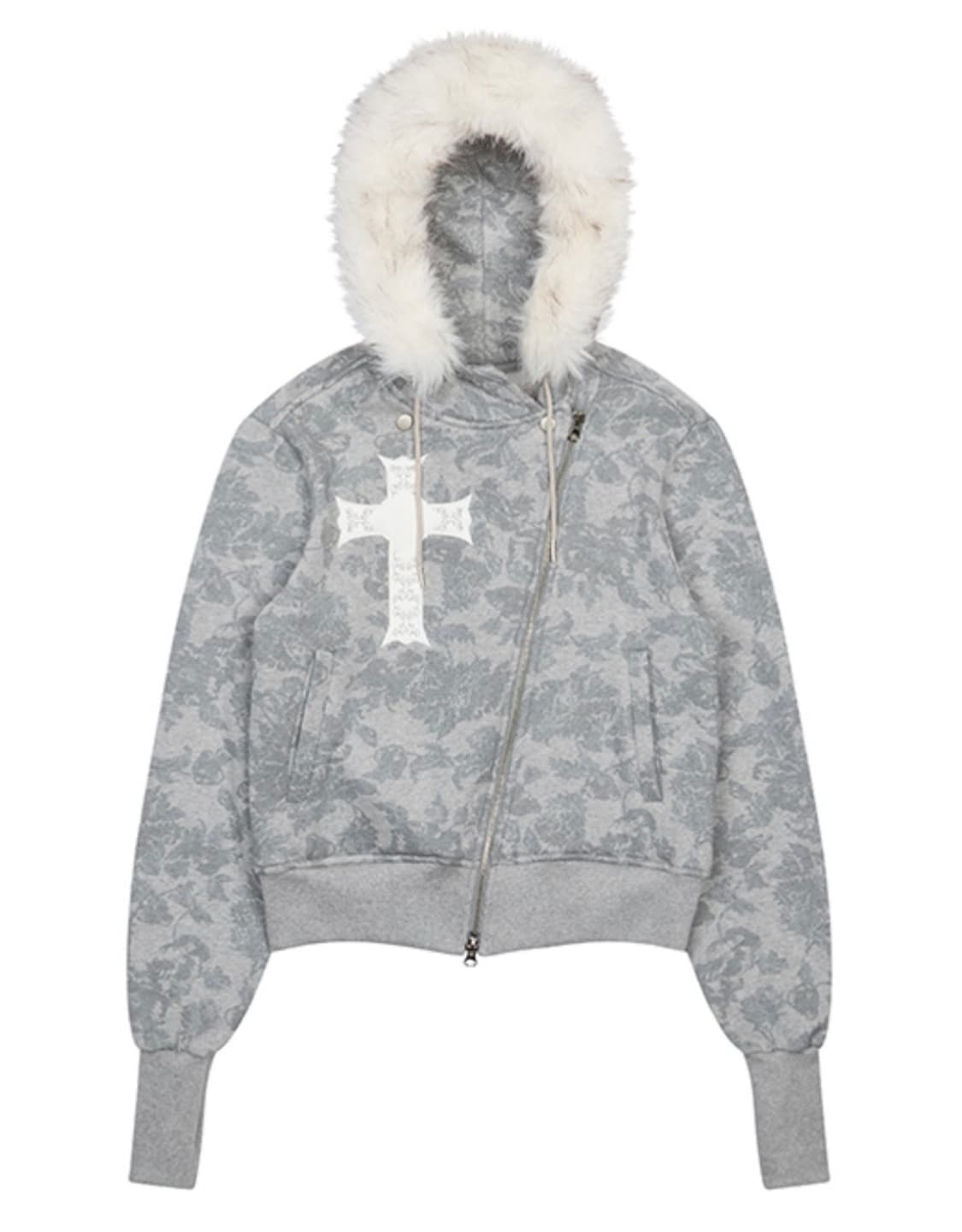 러브이즈트루 GT FUR UNBALANCE HOOD ZIP UP(GRAY 상품이미지1