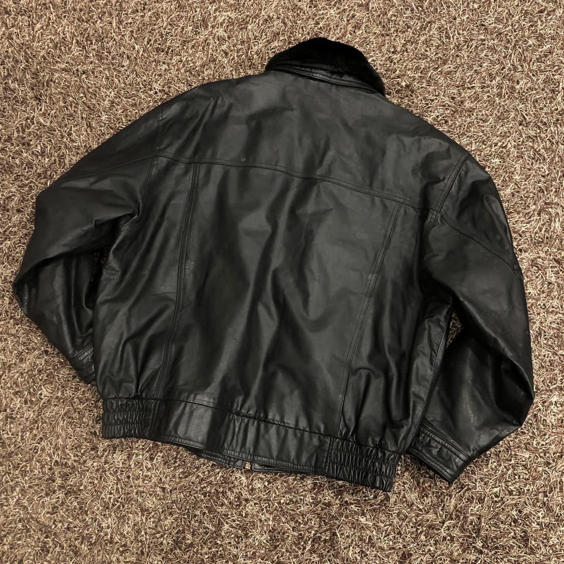 빈티지 양가죽 봄버 레더 퍼 카라 가죽 자켓  상품이미지4