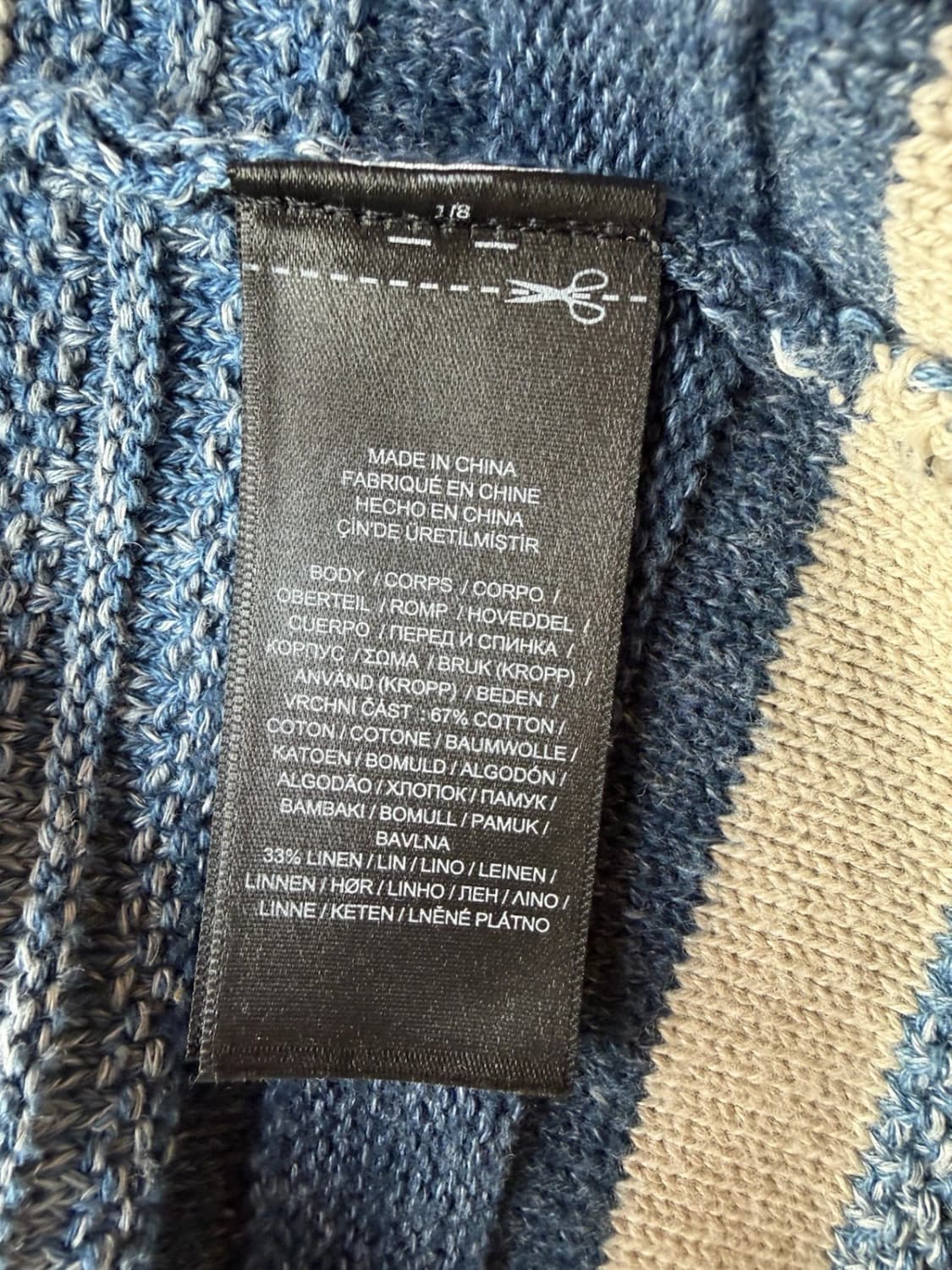 M 더블알엘 인디고 스트라이프 코튼 숄카라 가디건 상품이미지5