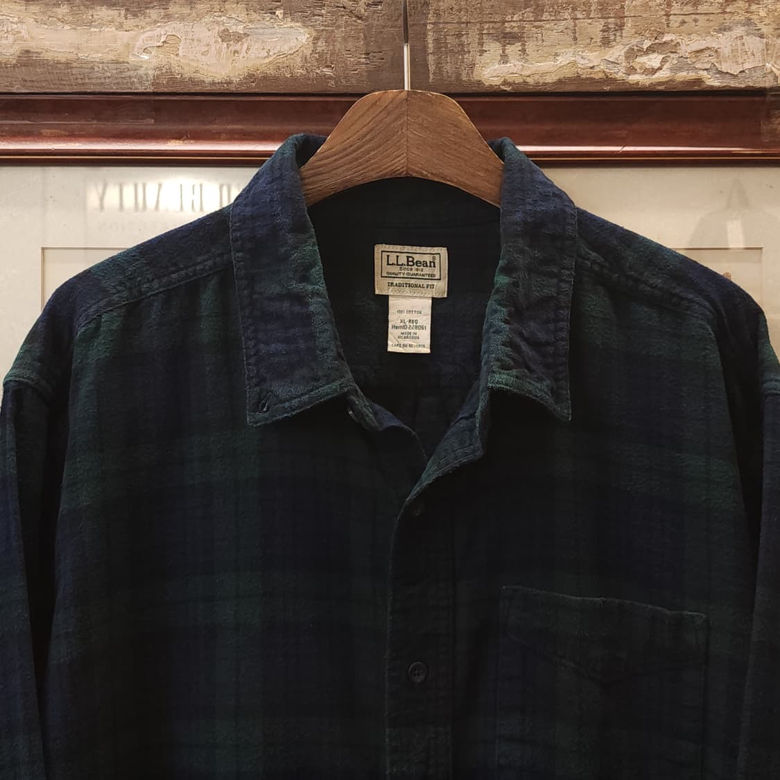 90s 엘엘빈 체크셔츠 플란넬 셔츠 헤비코튼 빅셔츠 블랙와치 패턴 xl 상품이미지4