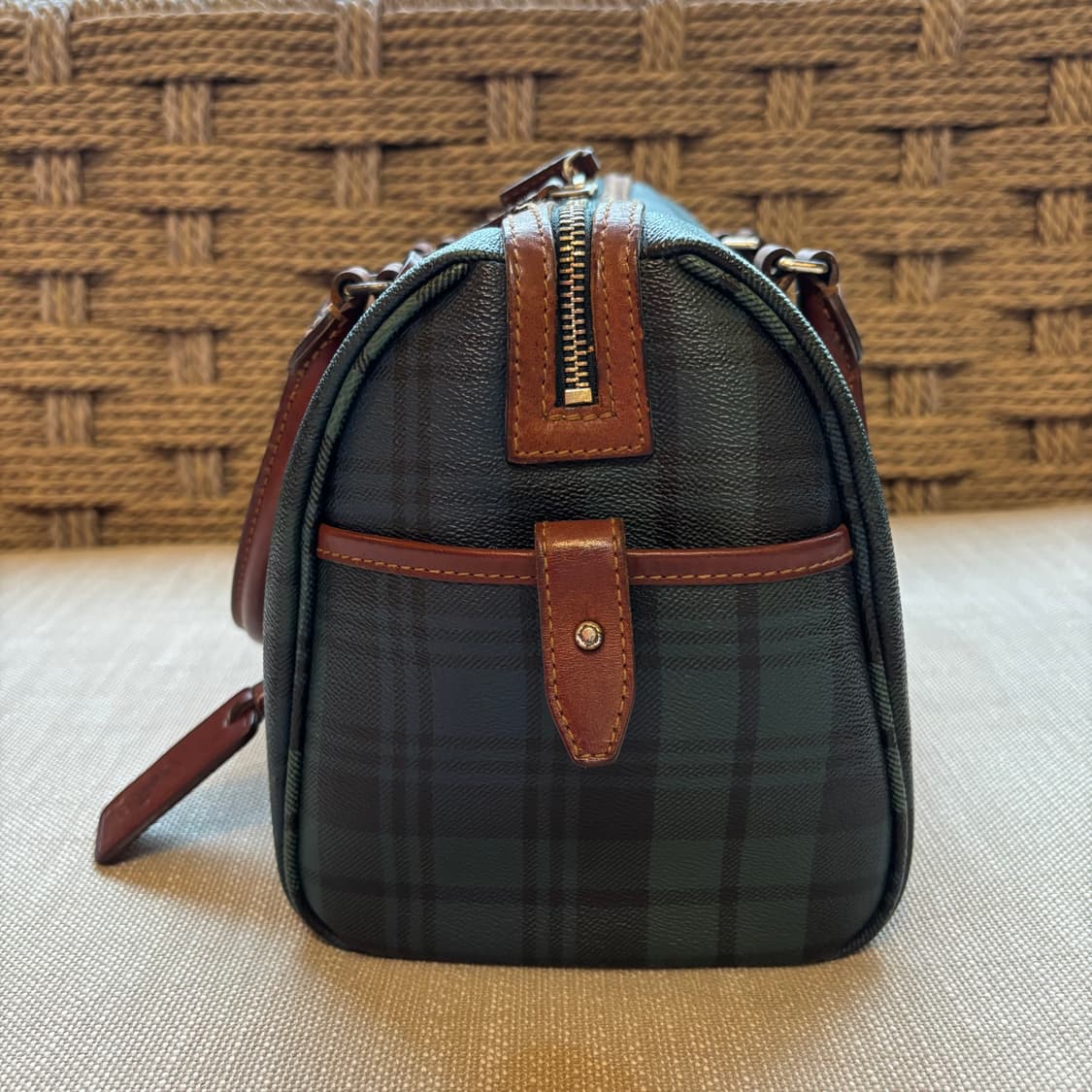 랄프로렌 블랙워치 체크 가죽 트리밍 보스턴백 토트백 상품이미지2