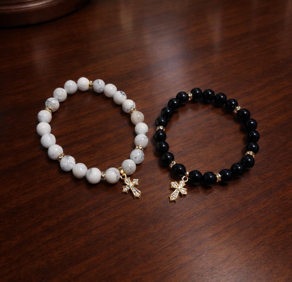 Cross 천연석 팔찌 2color 상품이미지1