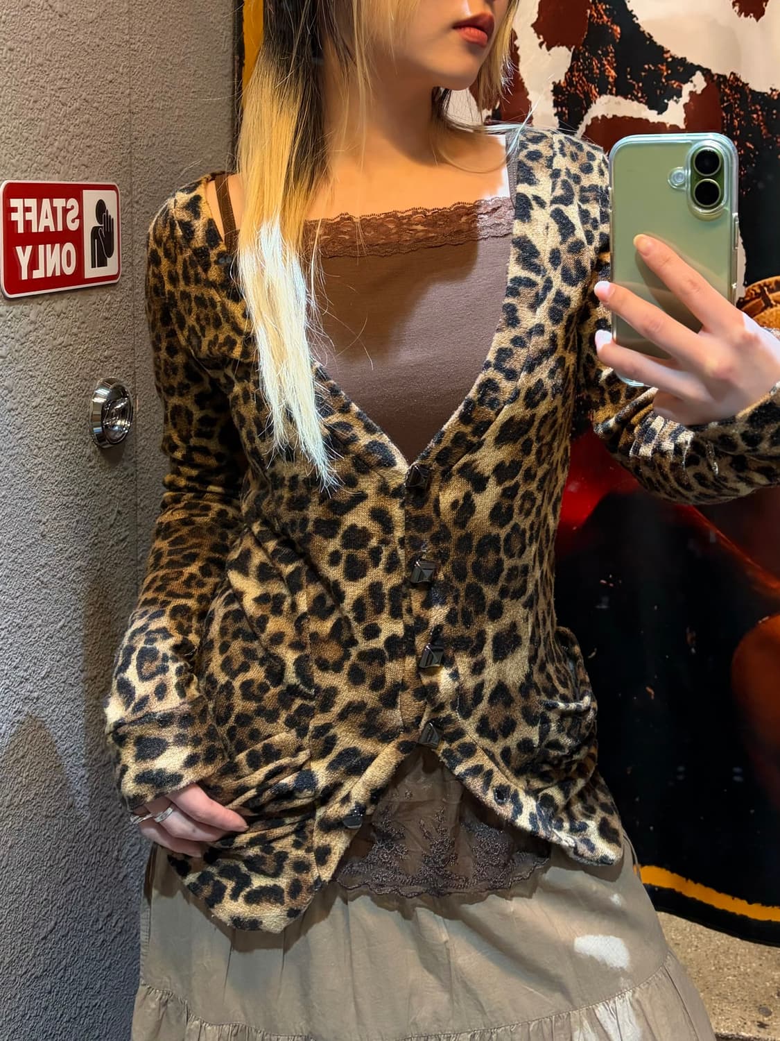 빈티지 레오파드 셔링 가디건 상품이미지2