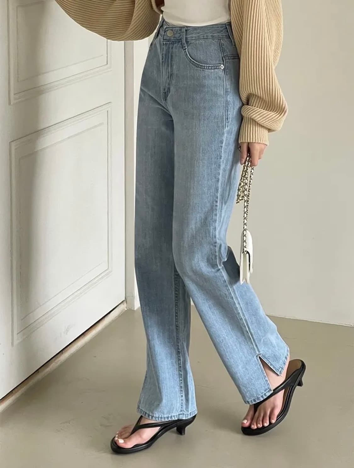 라이크유 티롭 트임 연청일자팬츠m 상품이미지3