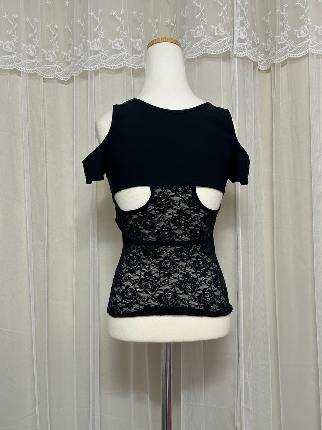 Punk love 오프숄더 시스루 탑 상품이미지3