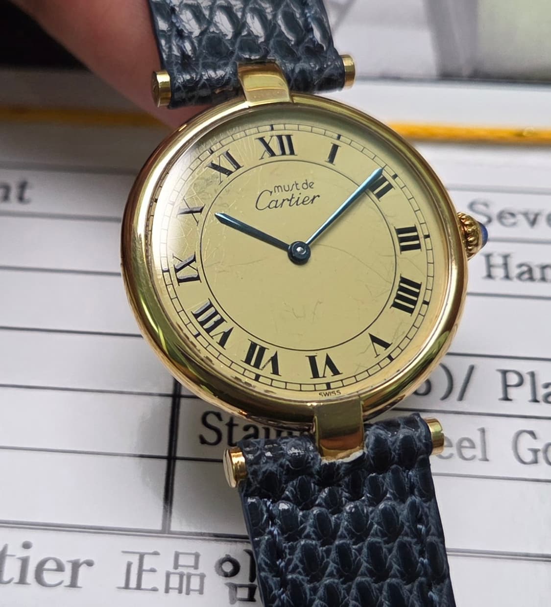 빈티지 까르띠에 머스트드 방돔 오리지널 스파이더 다이얼 남성용 (감정서  상품이미지2