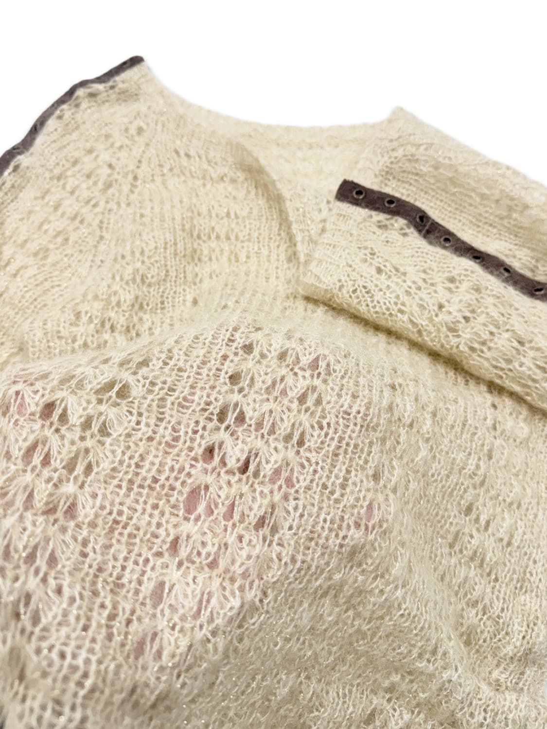 빈티지 아이보리 뜨개 시스루 니트 상품이미지5