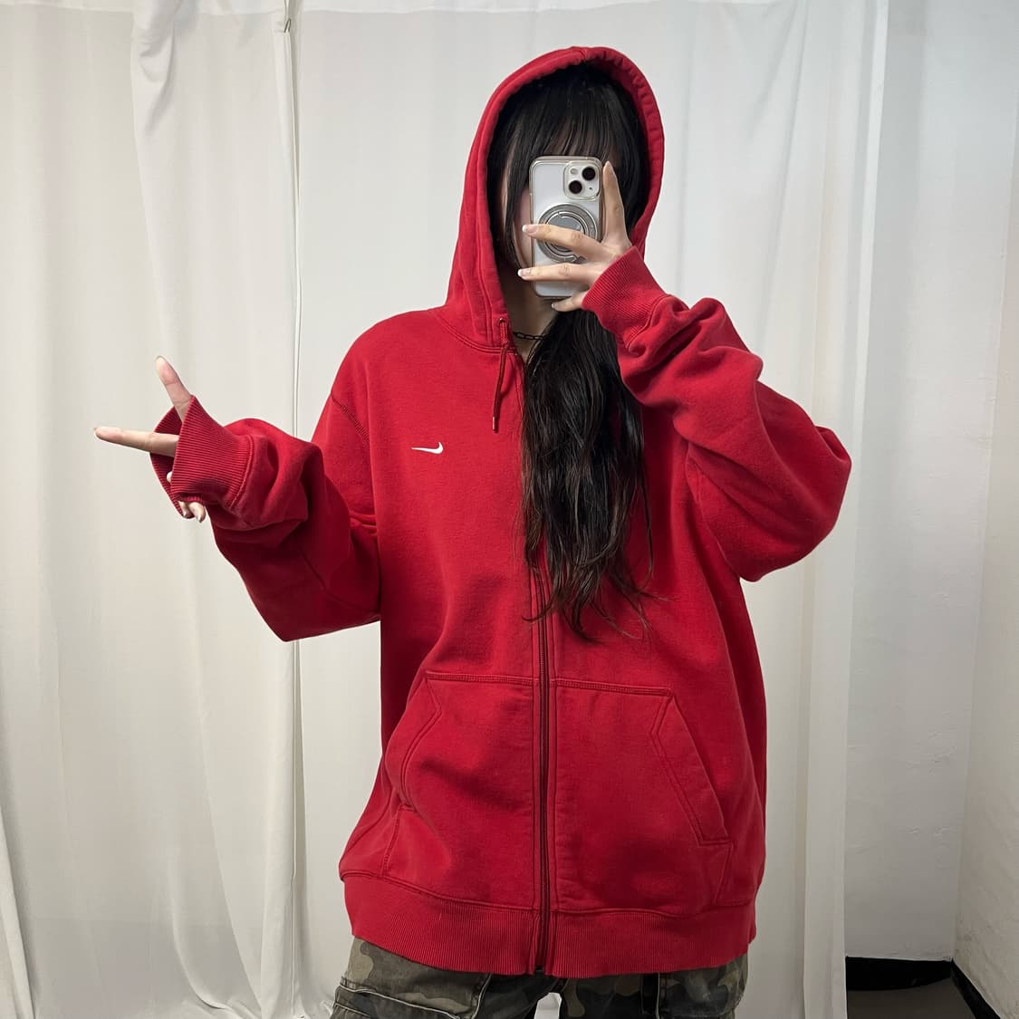 Nike Red Swoosh Hood Zip-up 상품이미지2