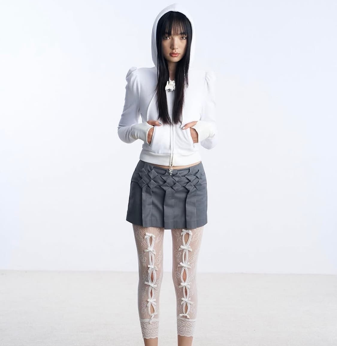 Nodress × Room SERVICE888 화이트 후드집업 Ssize 상품이미지5