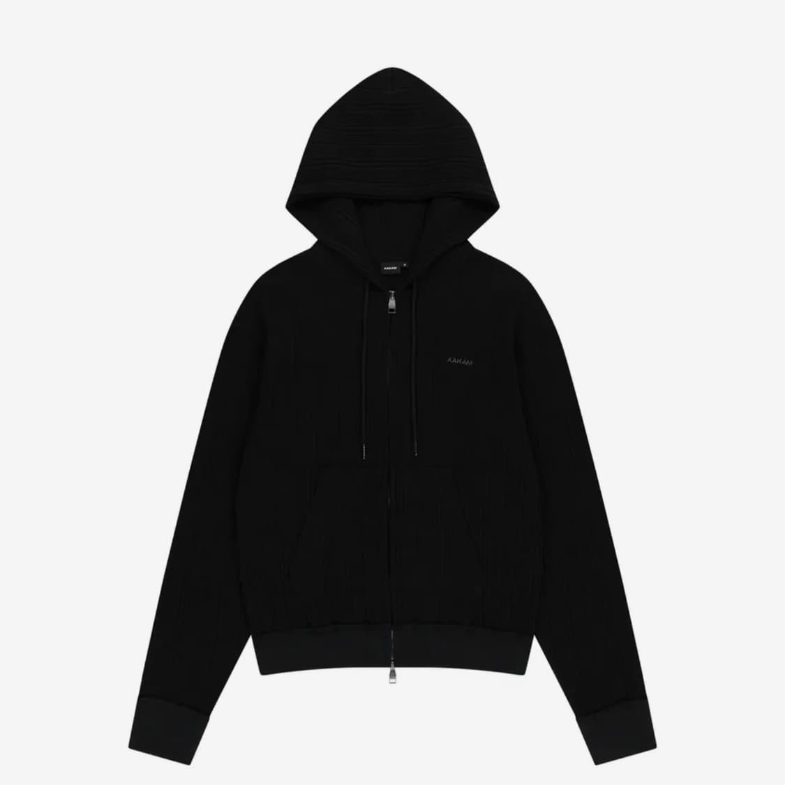 아캄 니티드 후드 집업 블랙 상품이미지1