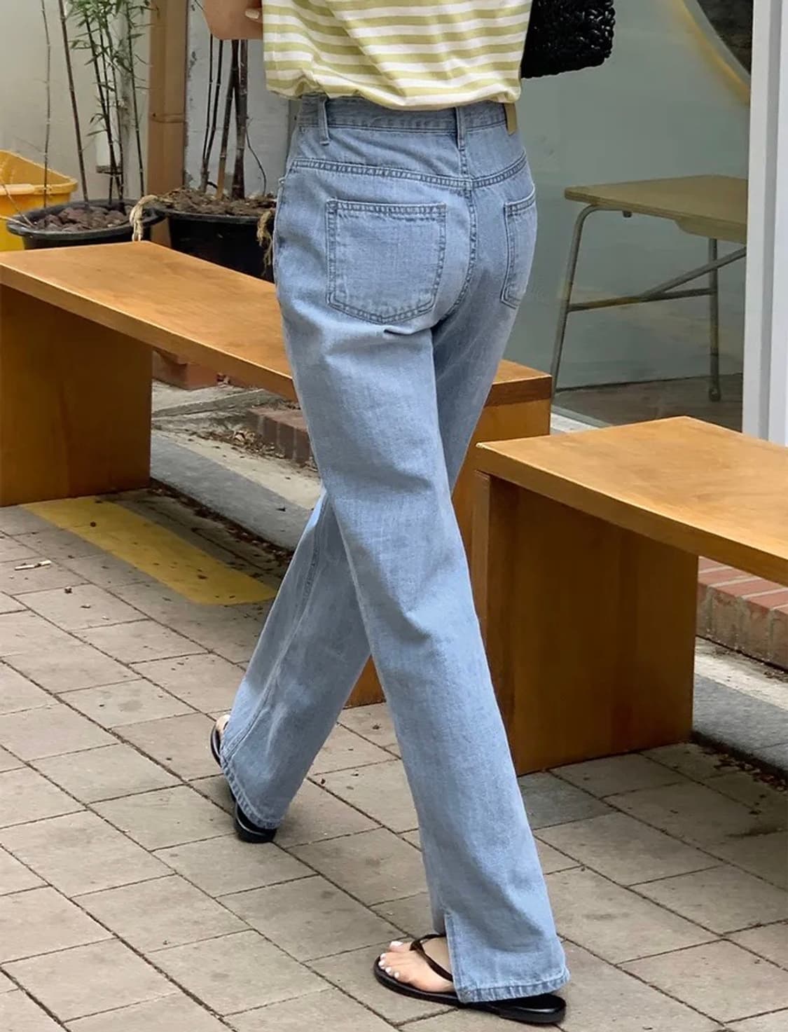 라이크유 티롭 트임 연청일자팬츠m 상품이미지7