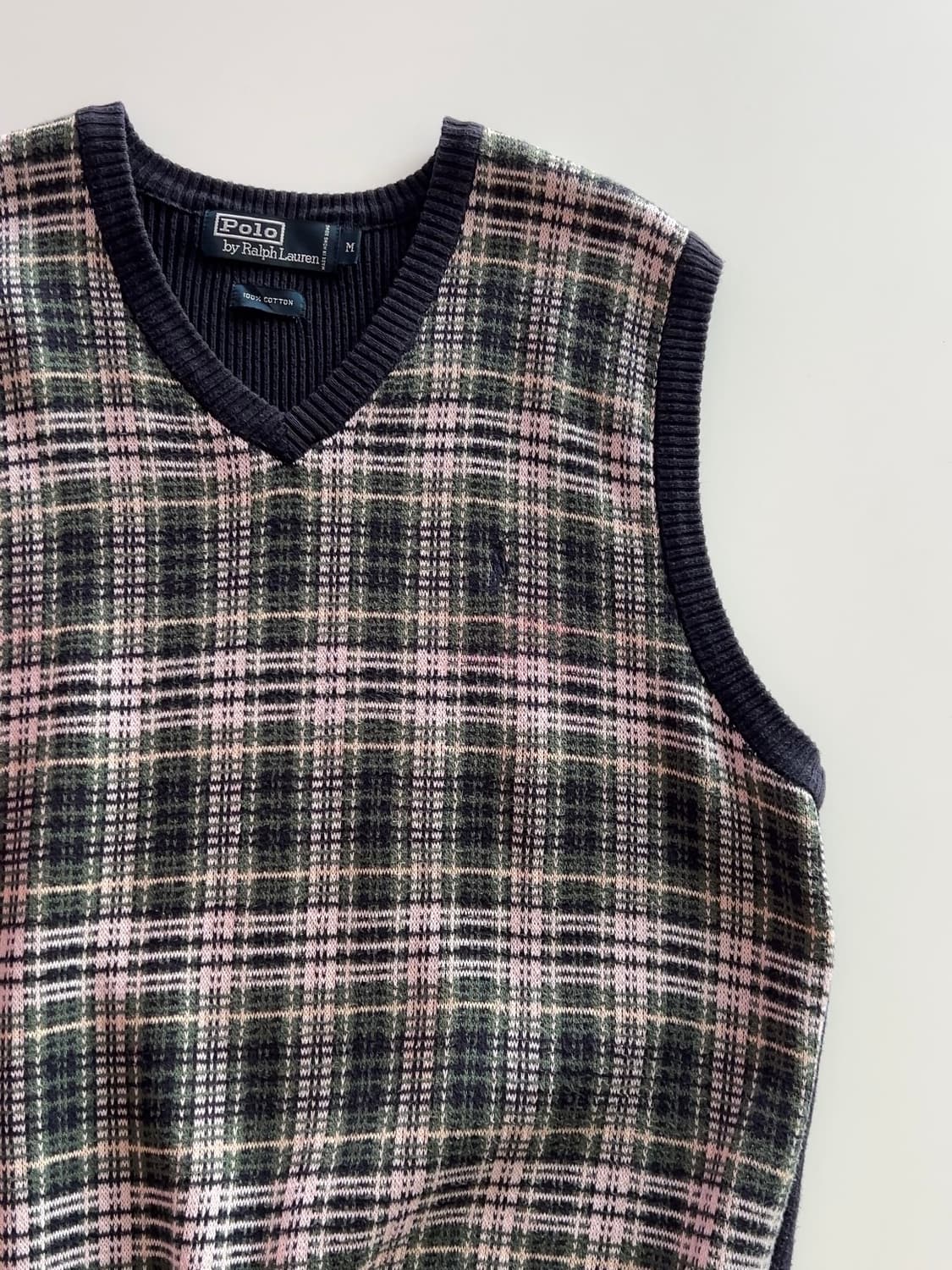 폴로 랄프로렌 체크 니트 조끼 M 상품이미지3