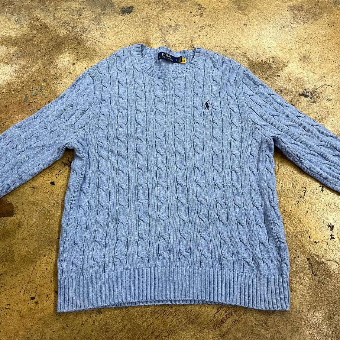 폴로 랄프로렌 하늘 파스텔 블루 꽈배기 니트  상품이미지3