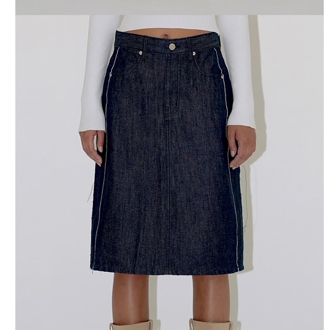 다이애그널 컷팅 데님 스커트 S 상품이미지1