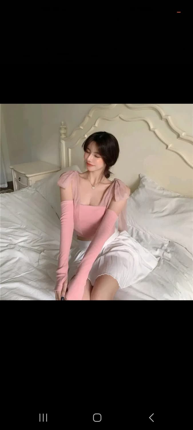 빈티지 발레코어 핑크 리본 오프숄더 상품이미지2