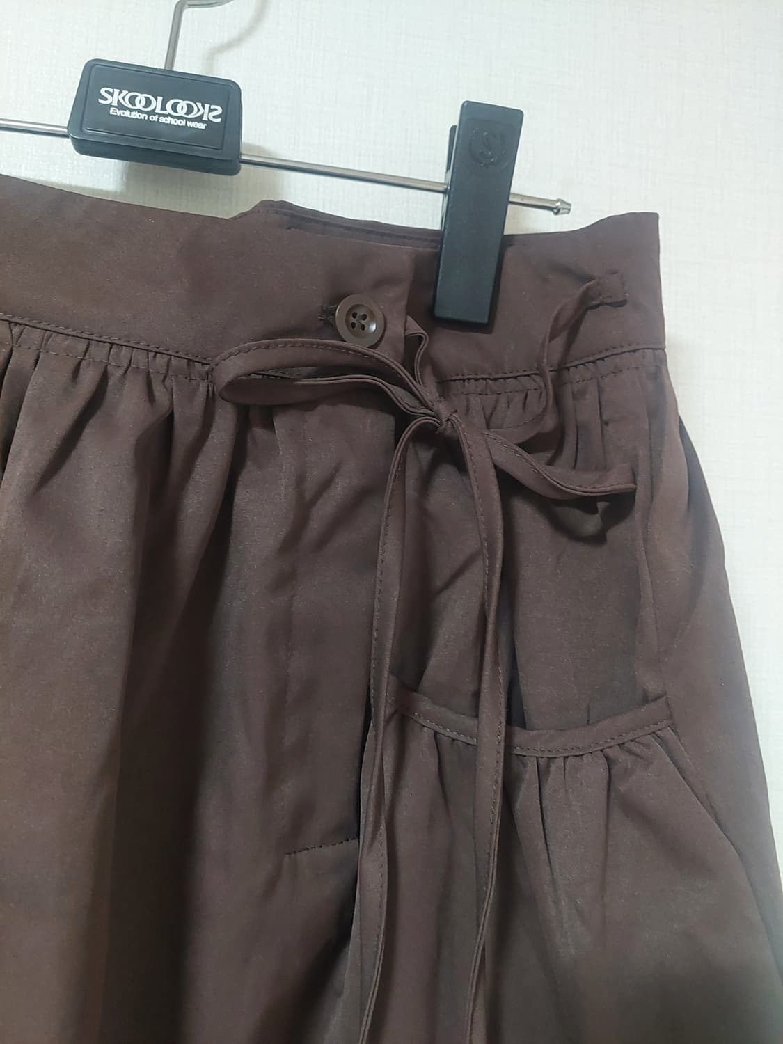 빈티지 감성 브라운 리본 미디스커트 상품이미지4