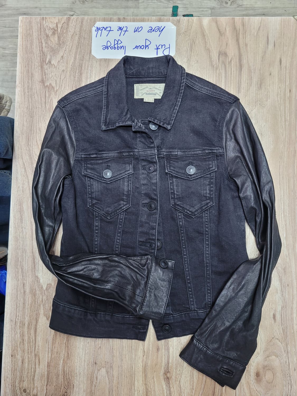 ALLSAINTS 올세인츠 블랙 데님 가죽 소매 자켓 상품이미지1