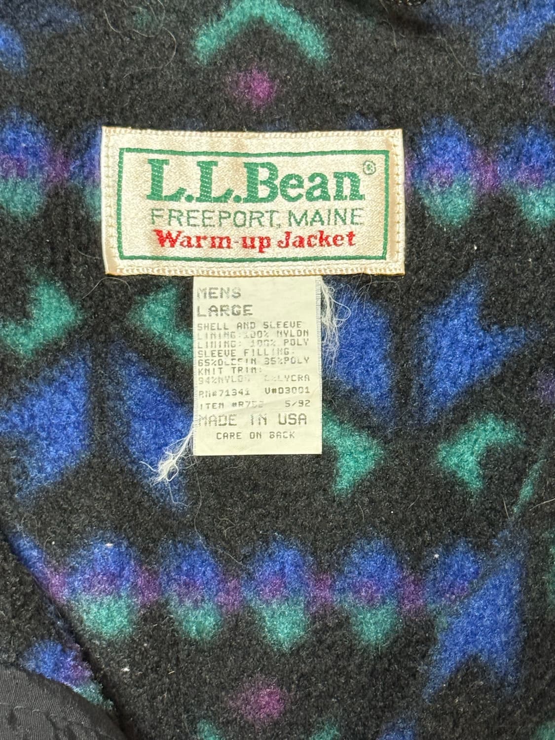 엘엘빈 투톤 아즈텍 웜업 플리스 자켓 80s 상품이미지2