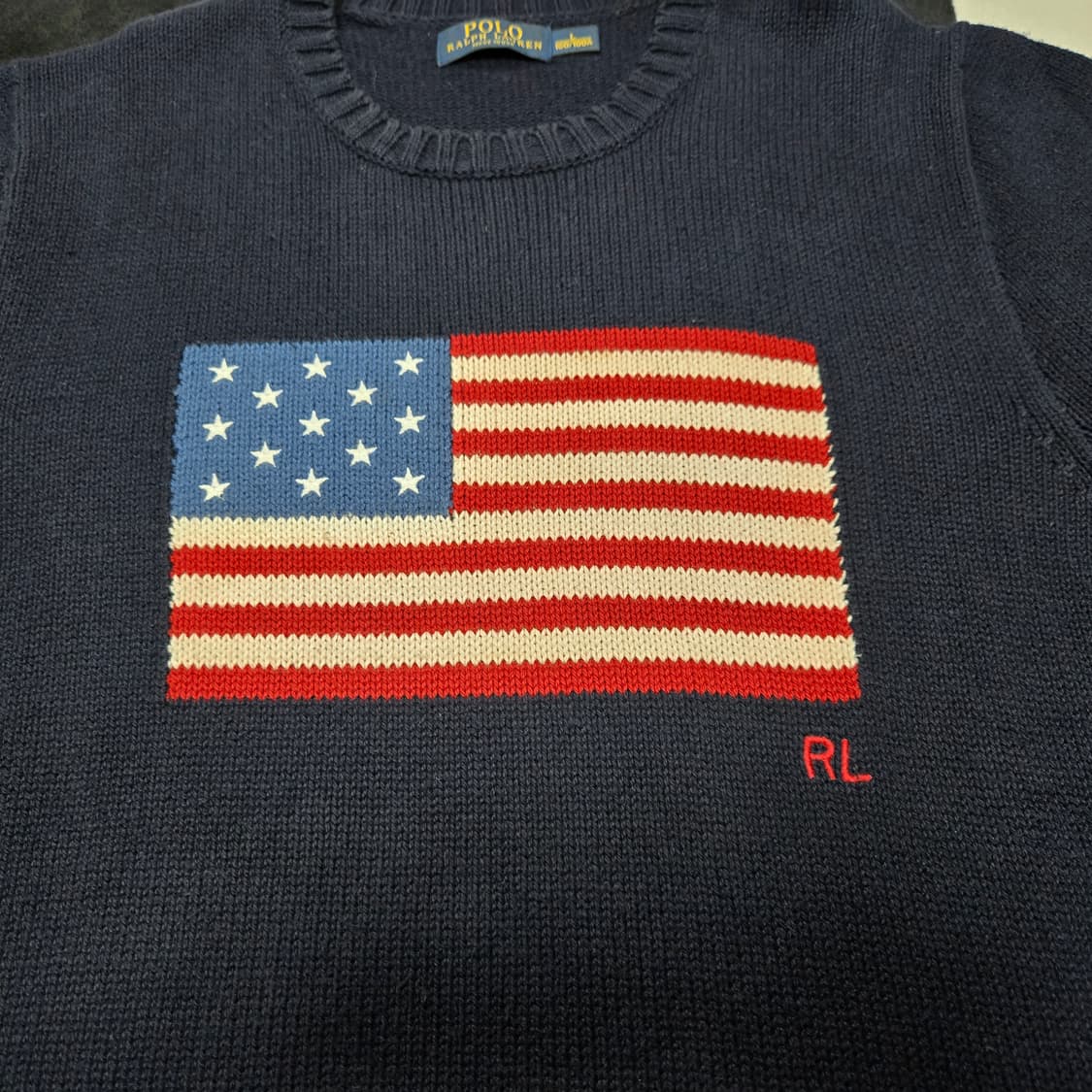 L 폴로랄프로렌 성조기니트 네이비 made in usa 상품이미지2