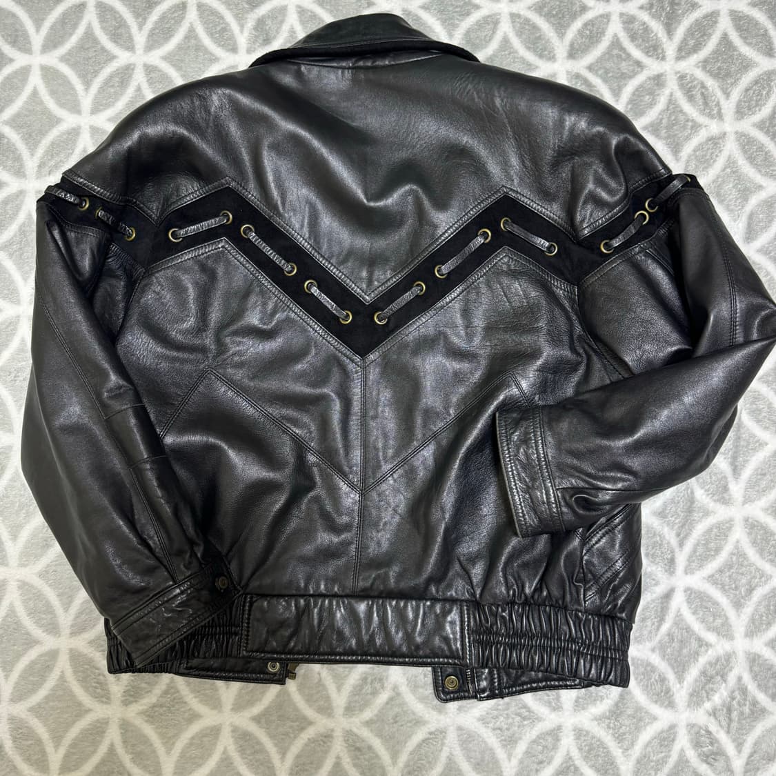 빈티지 숄더패드 크롭 레더자켓 상품이미지2