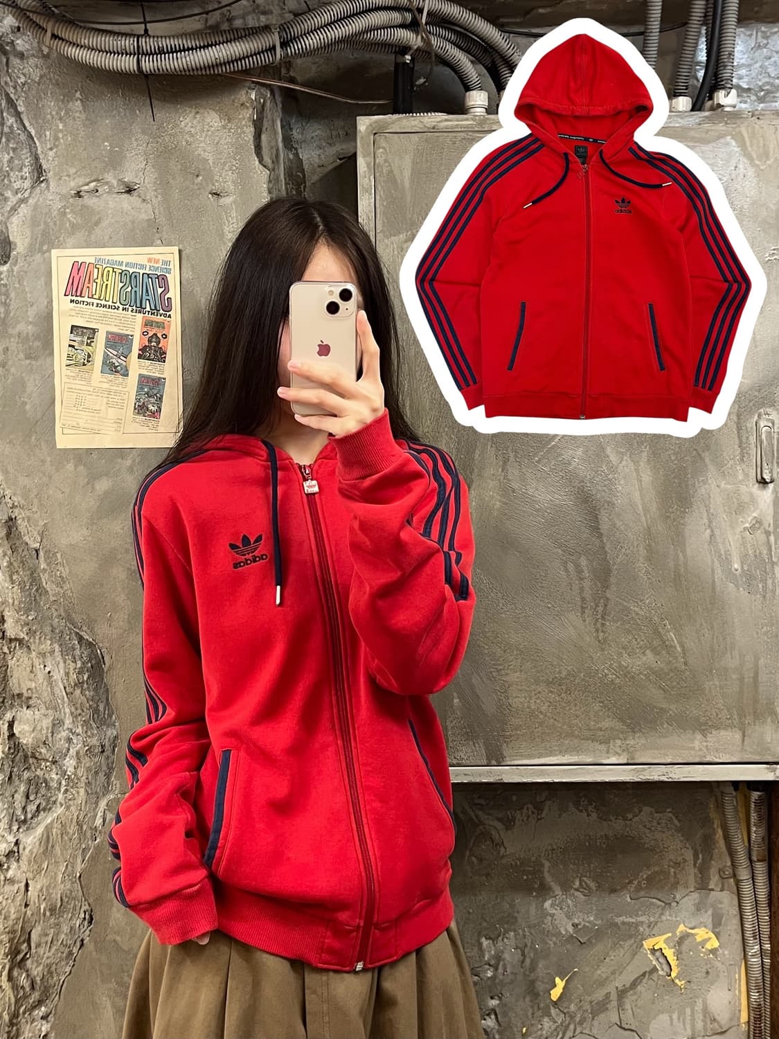 아디다스 후드집업 레드 #csz437 상품이미지1