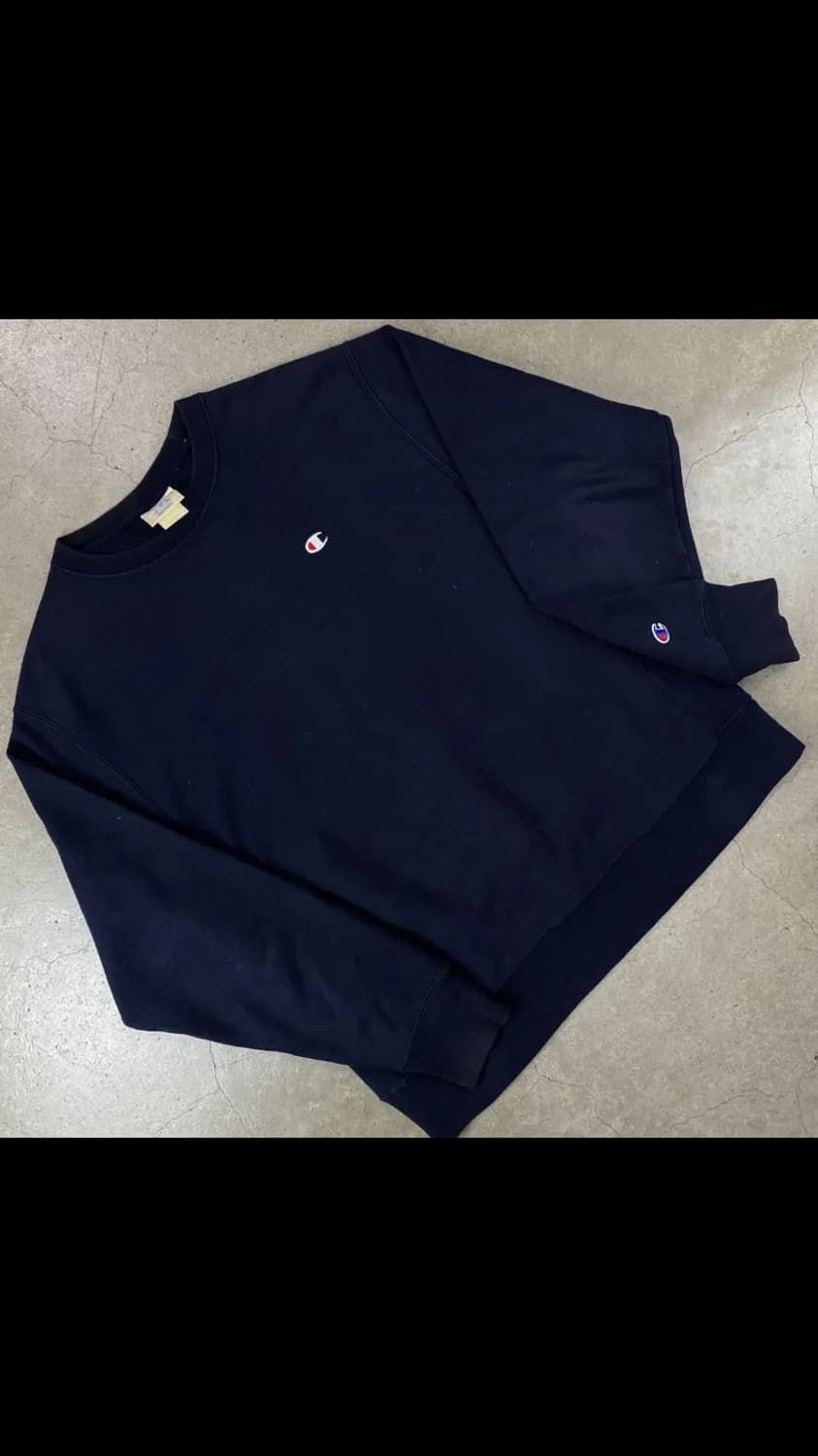 챔피온 리버스위브 로고 네이비 맨투맨 빈티지 상품이미지1