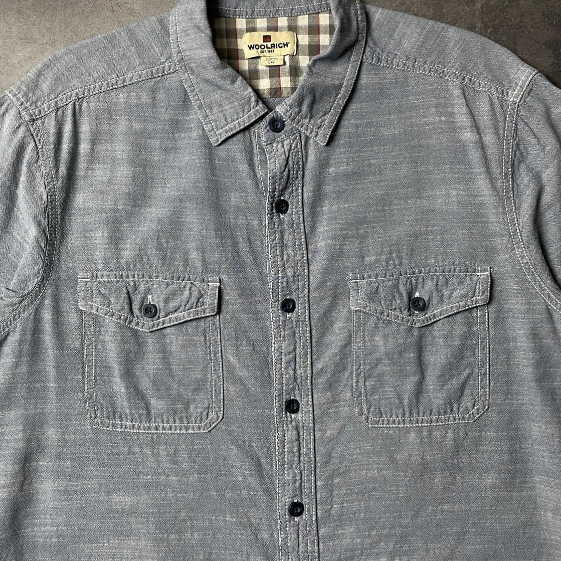 WOOLRICH 울리치 빈티지 블루 반팔 코튼 워크 셔츠 A00980 상품이미지3