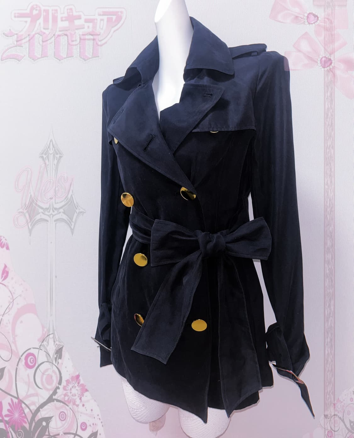 EGOIST 블랙 골드단추 애니여주 갸루 지뢰계 슬림핏 코트 상품이미지2