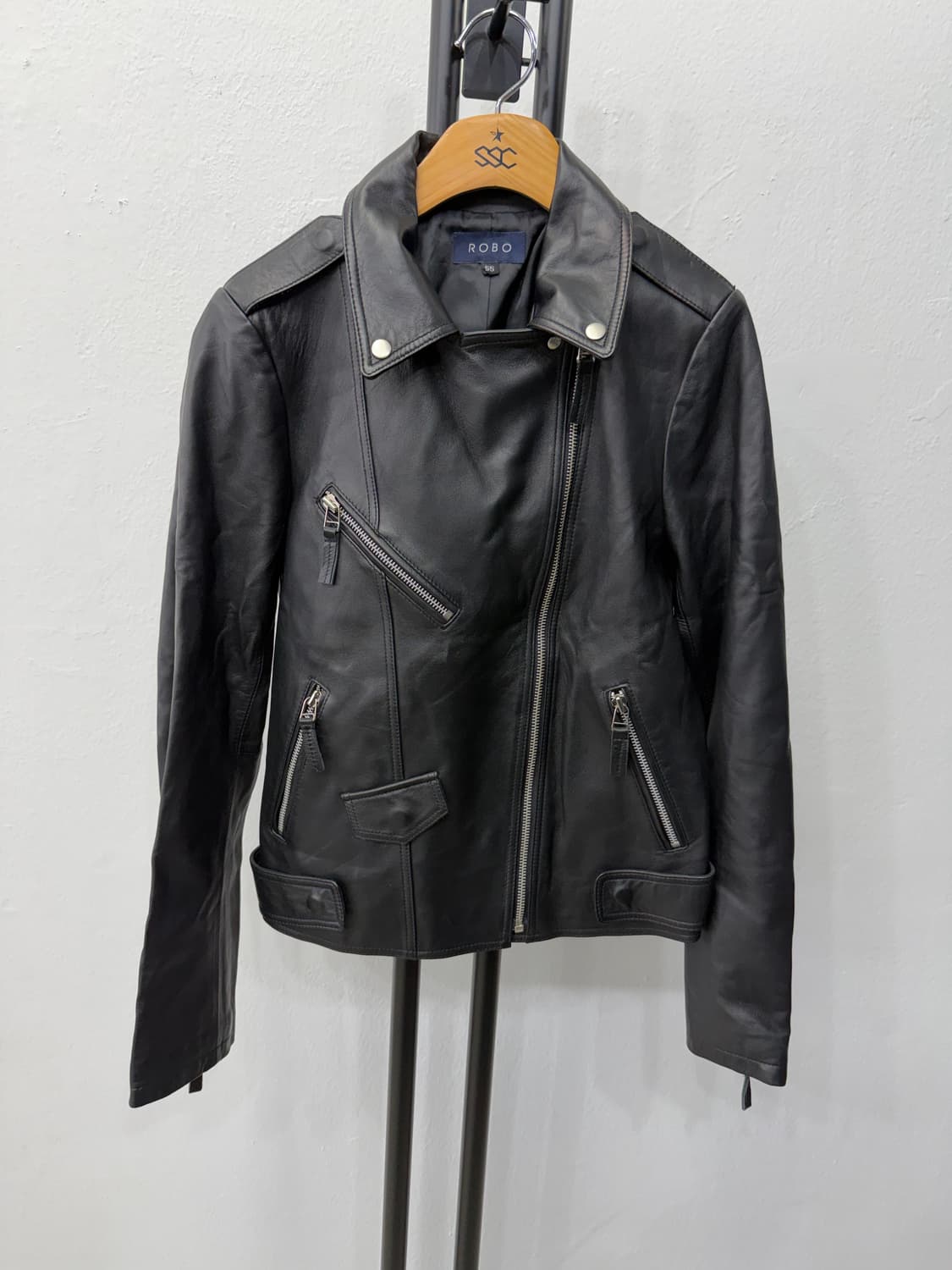 정품) ROBO 로보 블랙 가죽 라이더 양가죽 자켓 55 상품이미지1