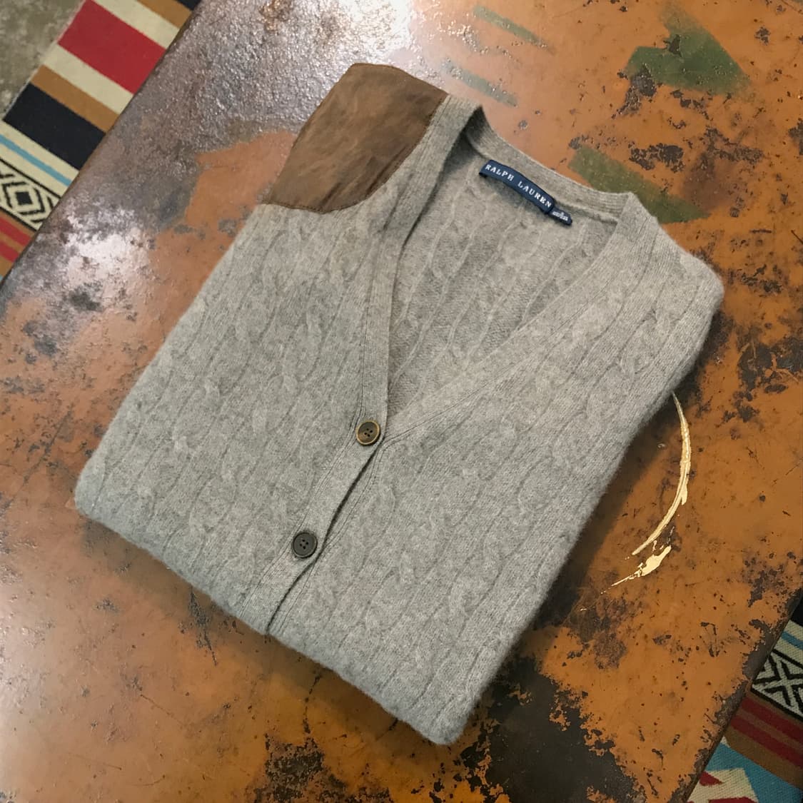 폴로랄프로렌 캐시미어 혼방 그레이 케이블 롱 가디건 여성 44 55 상품이미지1