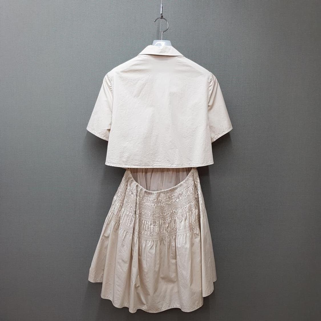 셀프포트레이트 크롭 셔츠 레이어드 원피스 2사이즈 상품이미지7