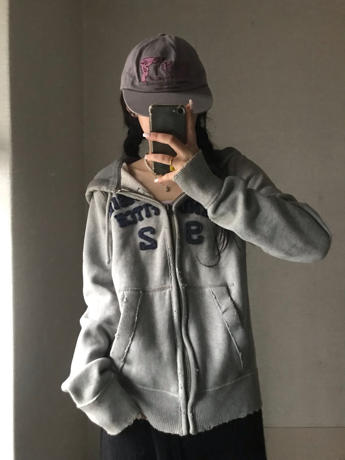 아베크롬비 그레이 네이비 후드집업 상품이미지4