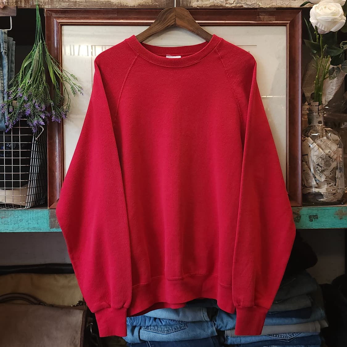 90s Lee 빈티지 스웻셔츠 플레인 스웻셔츠 파스텔 블루 페이딩 xl 상품이미지1