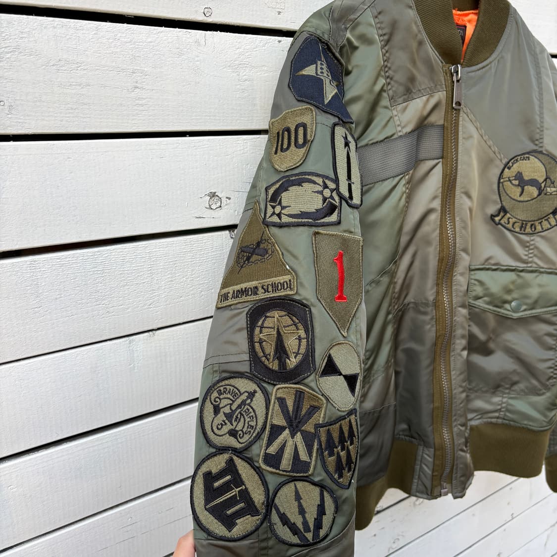 Schott 쇼트 패치워크 Ma-1 자켓 상품이미지3