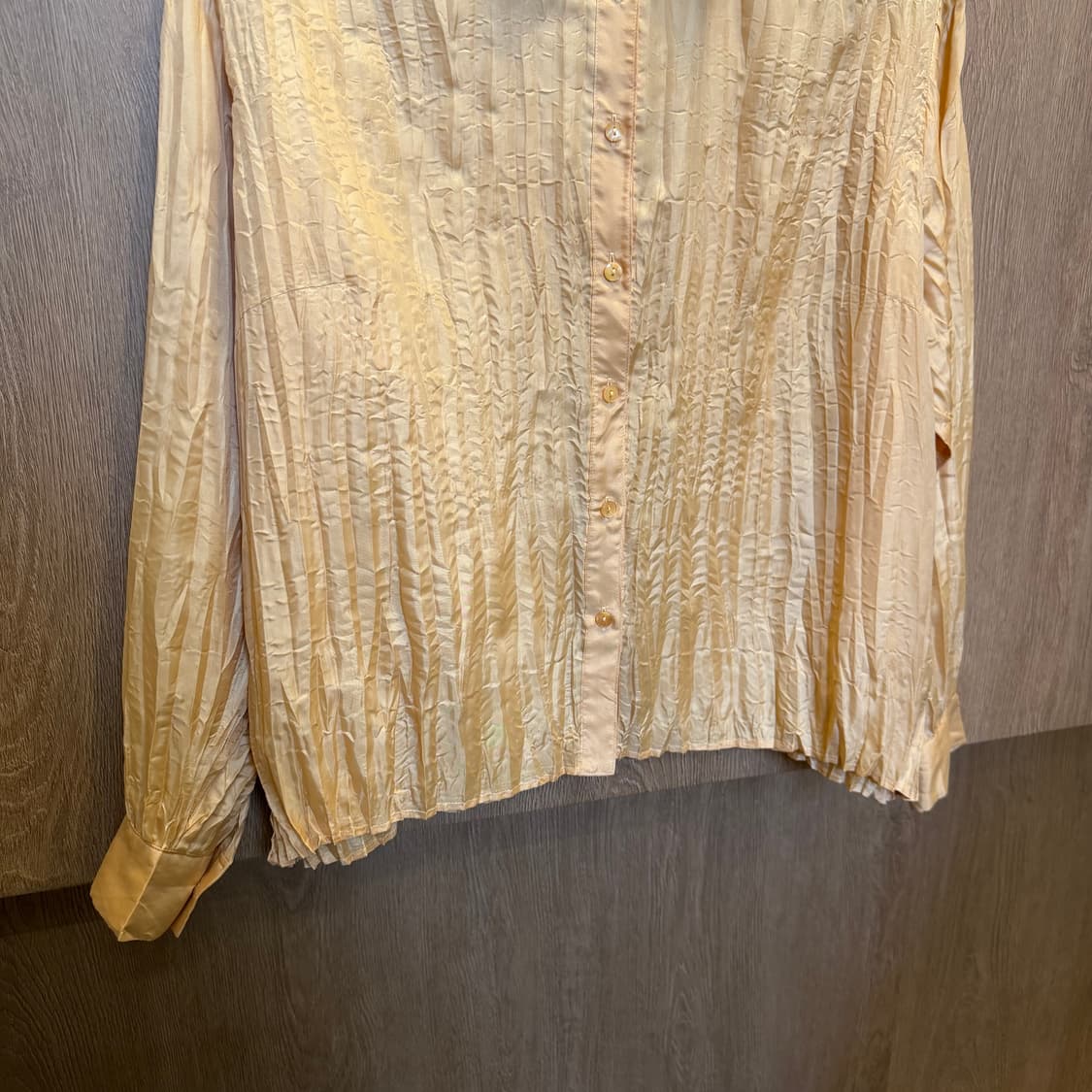 빈티지 롱슬리브 셔츠 크링클 플리츠 텍스처 디테일 루즈핏 오렌지 상품이미지4