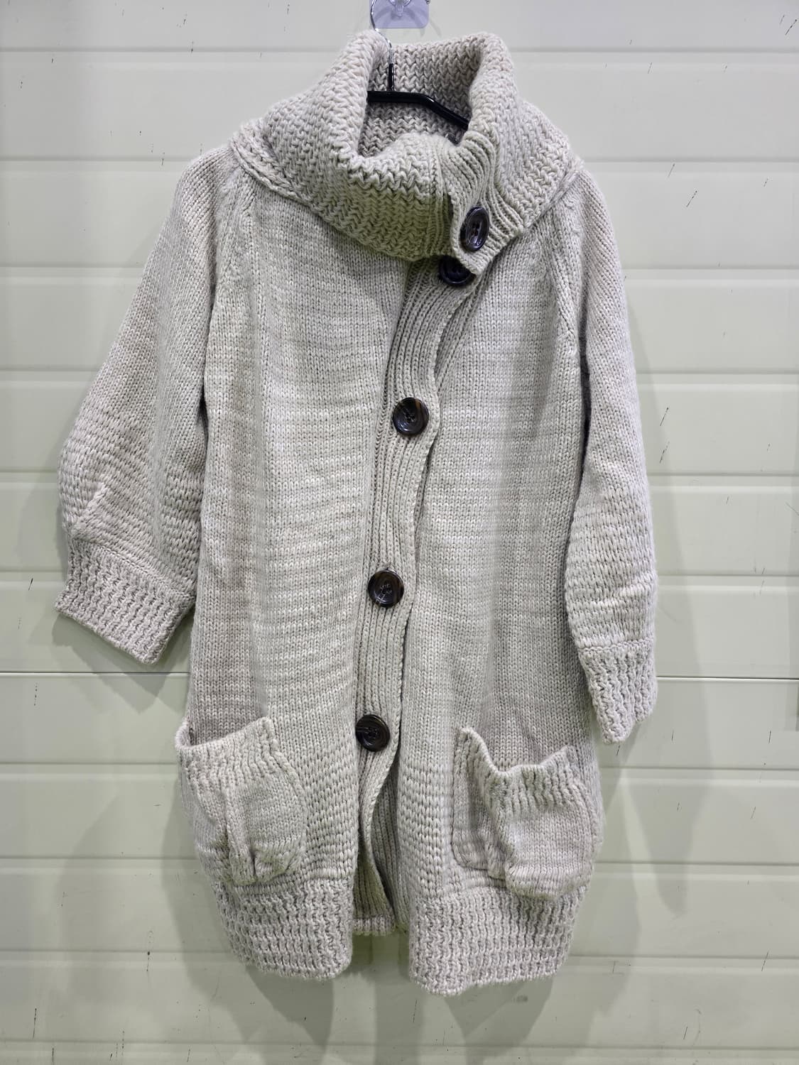 아이보리 후드 롱 니트 가디건 상품이미지1