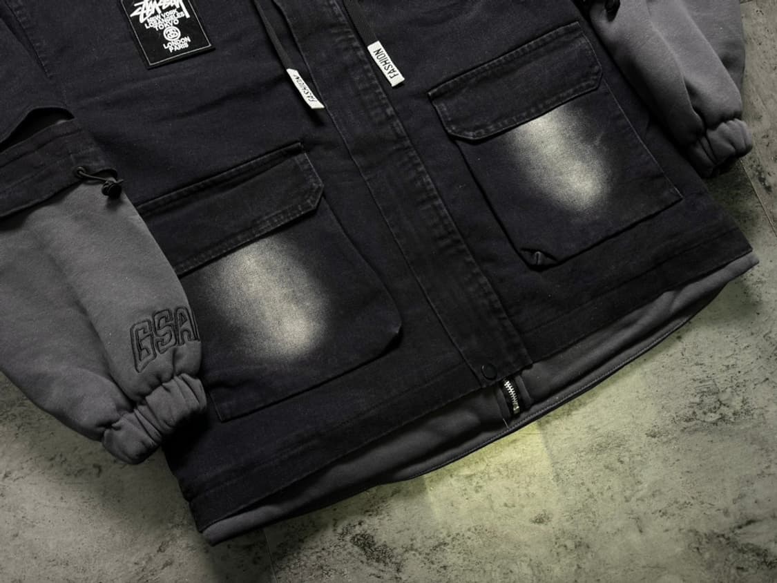 스투시 데님 페이크 투피스 겨울 한정 기모 도톰 하이넥 패딩 코트 상품이미지3