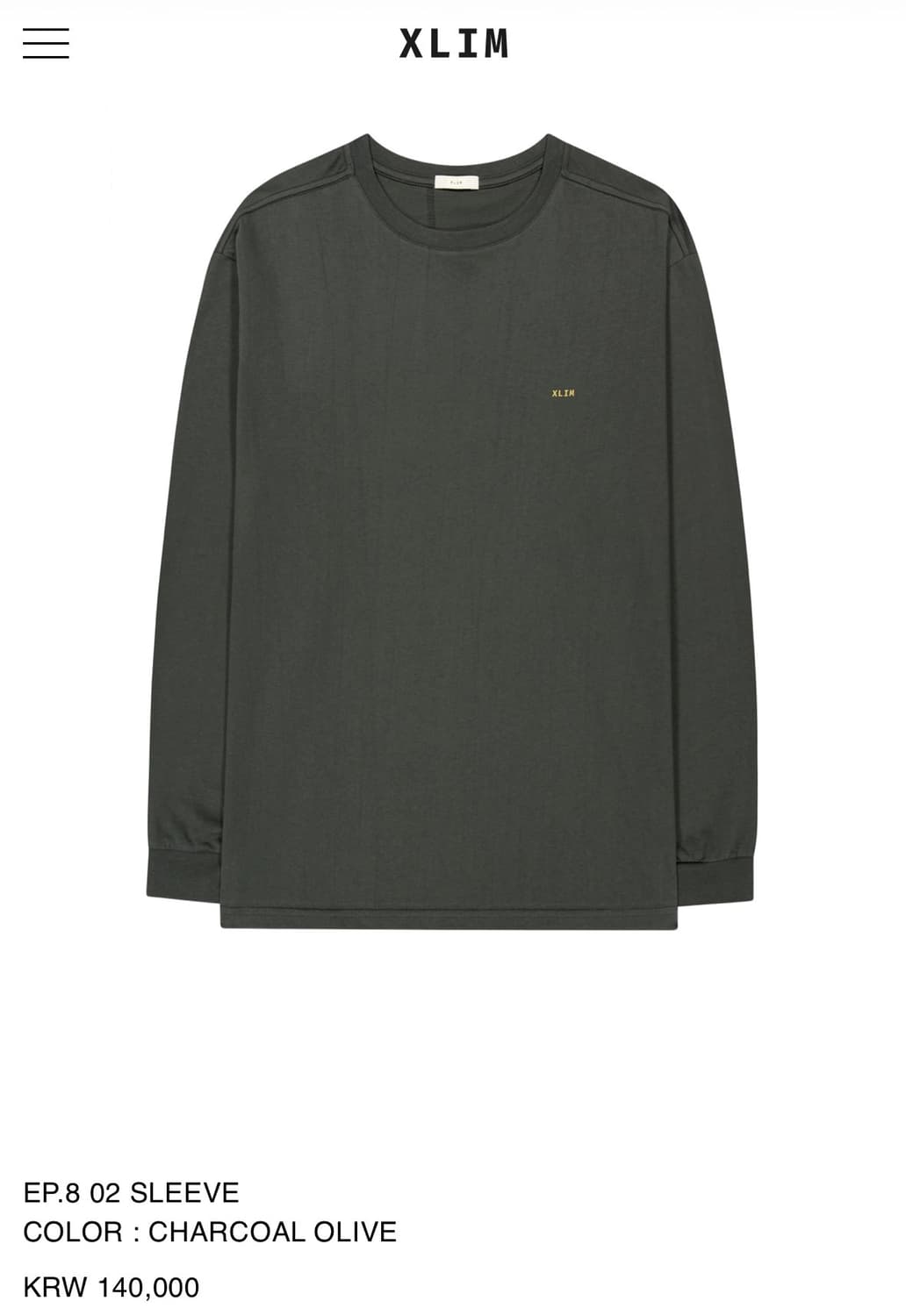 XLIM EP.8 02 롱슬리브 챠콜 상품이미지2