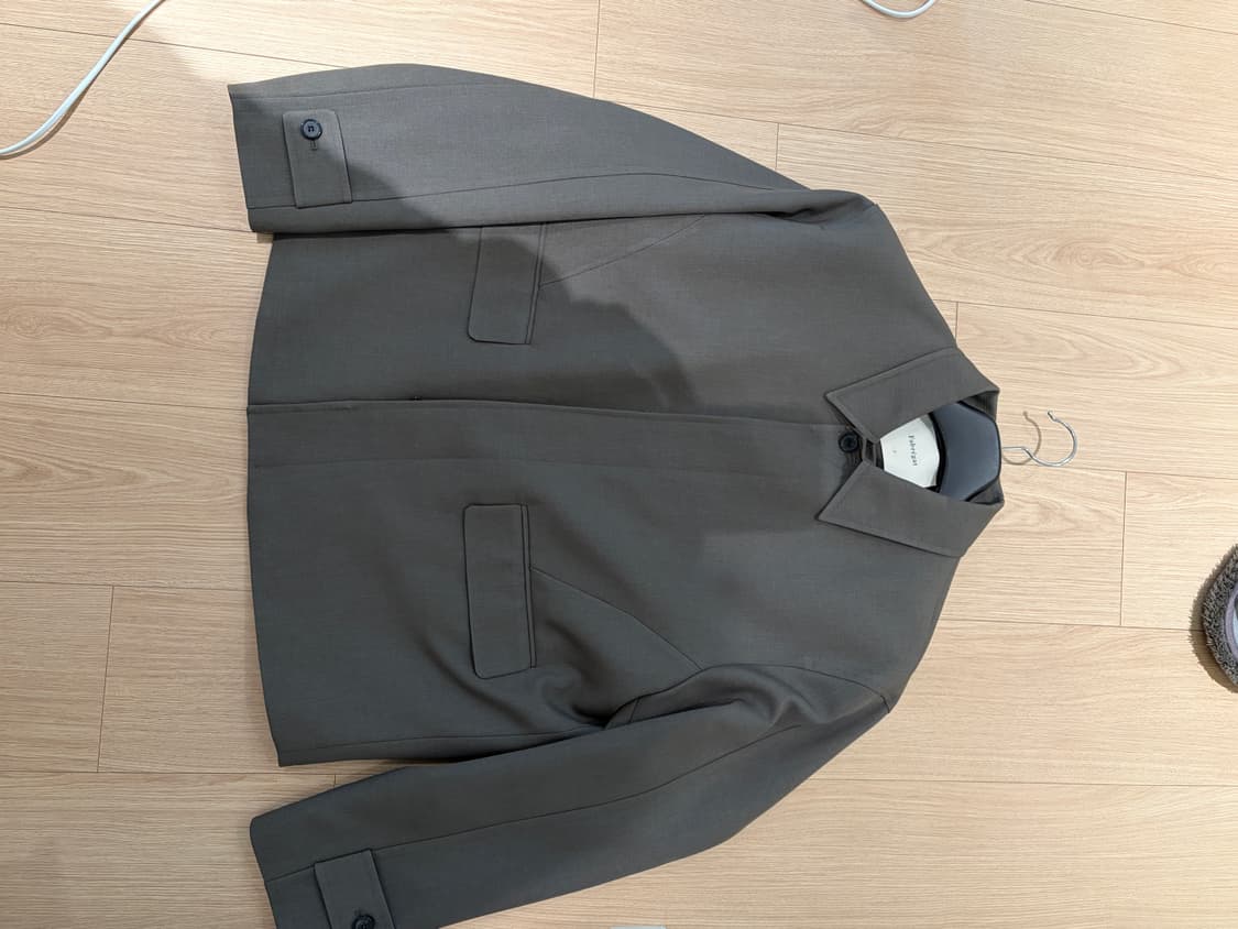 파브레가 메리노 울 파이핑 히든 자켓(차콜) 상품이미지1